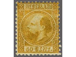 50 cent goudkleur type I tanding 12¾ x 11¾, luxe ex. met certificaat Vleeming 2017: Zeer fris zegel zonder gebreken met goudk