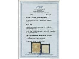 50 cent goudkleur type I tanding 12¾ x 11¾, luxe ex. met certificaat Vleeming 2017: Zeer fris zegel zonder gebreken met goudk