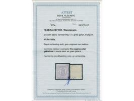 2½ cent violet tanding 13¼ grote gaten, fris pracht ex. met certificaat Vleeming 2017, cat.w. 650