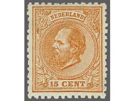 15 cent oranjebruin tanding 11½ x 12 kleine gaten, pracht ex. met certificaat Vleeming 2017, cat.w. 900
