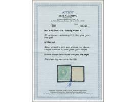 20 cent groen tanding 13½ x 13¼ grote gaten, pracht ex. (enkele stompe tandpuntjes) met certificaat Vleeming 2017, cat.w. 825