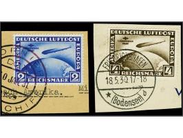 Südamerikafahrt 2 en 4 mark beide op fragment, pracht ex., cat.w. 800