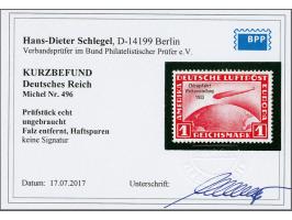 Chicagofahrt 1 mark rood, pracht ex. met certificaat Hans-Dieter Schlegel 2017, cat.w. 3400 (als **)
