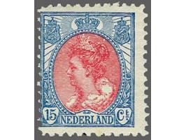 15 cent blauw en karmijn tanding 11 x 11½, pracht ex. met certificaat Vleeming 2017: Zegel en tanding echt, gom origineel met