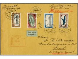 Wounded Latvian aviators 8 santimi - 40 santimi on registered envelope Riga 5-4-1937 via train Koln - Hannover to Soest Germa