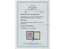 Opruimingsuitgifte 10 op 17½ cent ultramarijn en bruin tanding 11½, pracht ex. met certificaat Vleeming 2017: Zegel en tandin