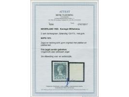 2 cent donkergroen tanding 12 x 11½, pracht ex. met certificaat Vleeming 2017, cat.w. 2000. Ongebruikt een zeer zeldzaam zege