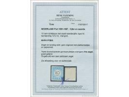 10 cent lichtblauw tanding 12½ x 12 type IV, pracht ex. met certificaat Vleeming 2017: Twee doorschijnende gomloze plekjes, o