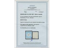 25 cent lichtblauw tanding 11½ x 12 type IV, pracht ex. met certificaat Vleeming 2017, cat.w. 825