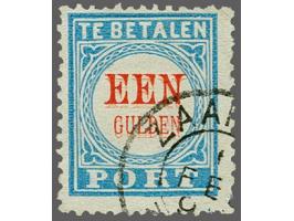 1 gulden lichtblauw tanding 12½ x 12 type IV met variëteit een gulden dubbel gedrukt, pracht ex. met certificaat Vleeming 201
