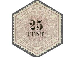 25 cent lila en zwart, pracht ex. met certificaat Vleeming 2017: Fris zegel zonder gebreken, mooi gecentreerd en goed getand.