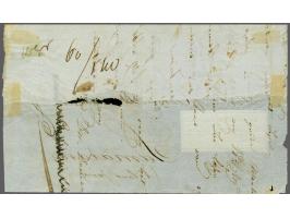 Landmailzegel met Te en Batavia recht onder elkaar en waarde-aangifte 150 duiten op briefvoorzijde van Rotterdam 21-11-1846 n