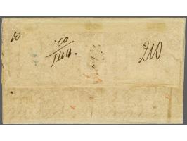 Landmailstempel in blauw met portaangifte 160 duiten op complete vouwbrief van perkament(!) van Amsterdam 29-1-1847 over Vale