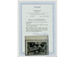 Mythen 3 francs blauwgroen (Zst. nr. 129) met velrand en certificaat Walter Abt 1985, cat.w. CHF 1950