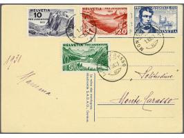 Pro Juventute 5 t/m 30 centimes met 1e-dagstempel Monte Carasso 1-12-1931 op prentbriefkaart, pracht ex., cat.w. 700