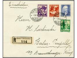 Pro Juventute 5 t/m 30 centimes met 1e-dagstempel Zürich 1-12-1934 op aangetekende envelop naar Berlijn, zeer fris pracht ex.