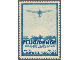 Halfambtelijke luchtpost. Basel 50 centimes blauw, pracht ex., cat.w. 600