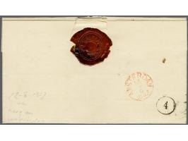 Appingadam B (Ey 300) op 10 cent rood plaat IV op vouwbrief 12-6-1857 naar Amsterdam, pracht ex. (zegel links korter)