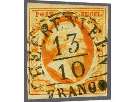 Heerenveen A (Ey 600) op 15 cent donkeroranje, pracht ex. (links korter) Herkomst: collectie De Peijper (2013)