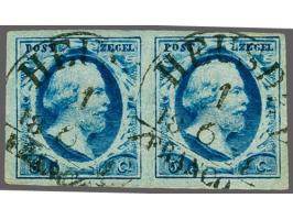 Heusden B (Ey 125) op 5 cent blauw plaat III pos. 81-82 in paar, pracht ex. gesigneerd Roumet