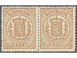 ½ cent bruin tanding 13¼ kleine gaten op dun papier in paar, cat.w. 600