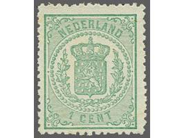 1 cent groen tanding 13¼ kleine gaten op dun papier, cat.w. 300