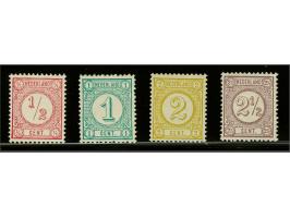 Nieuwe kleuren ½ t/m 2½ cent, cat.w. 400