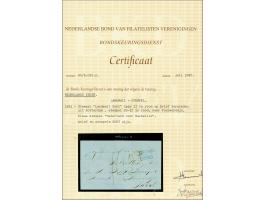 Landmailstempel in rood op vouwbrief van Rotterdam 25-12-1851 over Marseille naar Poerworedjo met portaangifte 140 (duiten), 