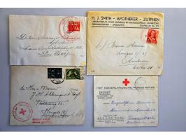 9 poststukken eind 1944 vervoerd per Rode Kruis Bilthoven, Rheden (2 types), Zeist en Amsterdam,