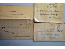 48 poststukken 1946-1948 w.b. bewarings- en verblijfskamp te Harskamp (met voordruk), algemeen KAMP (uit Sluis, Vught), formu