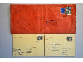 7 poststukken naar Indonesië okt.1957 en maart 1962 alle met aanduiding (w.b. stempels en 1 strook) retour afzender of postve