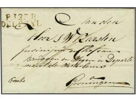 Complete brief 17-9-1812 naar Groningen met departementstempel P.123 P. Delfzyl in roodachtig zwart, zeer fris pracht ex. met