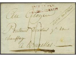 Don D ARM./ SAMBRE ET MEUSE deels zwak in rood op complete brief Maestricht-Bruxelles 20 pluviose An 4 (9 gebr. 1792) met por