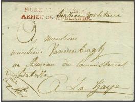 BUREAU GÉNÉRAL ARMÉE DE HOLLANDE. vrijwel pracht afdruk in rood op portvrije (geschreven service militaire) brief Utrecht (L'