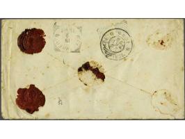 Willem III 12½ cent grijs tanding 12½ kleine gaten en Hangend Haar 15 cent olijfbruin op aangetekende envelop 12½ cent G. nr.