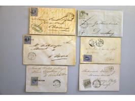 emissie 1872 post(waarde)stukken 19 meest betere ex. w.b. 24D op cholera brief naar Messina, puntstempels, langstempels, caou
