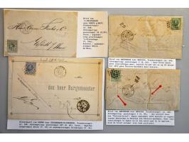emissie 1872 post(waarde)stukken 19 meest betere ex. w.b. 24D op cholera brief naar Messina, puntstempels, langstempels, caou