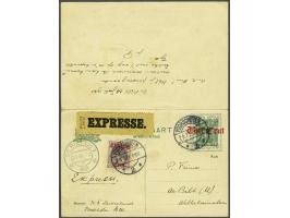 Briefkaart 7½ op 5 cent op 3 cent met antwoordkaart, per expresse met 40 cent Bontkraag Soest-Voorschoten 28.VII.1921 en per 