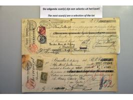 800 kwitanties ca. 1885-1920 met 10, 20, 25, 30, 40, 50, 60 en 70 cent. en 1 frc. frankering, veel geïllustreerd (doubletten)