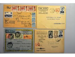 ruim 550 poststukken Indo-China, Vietnam en Cambodja w.b. aangetekend. luchtpost, etc. in doosje ex. Drukker