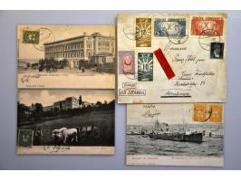 ca. 200 post(waarde)stukken w.b. beter materiaal, veel prentbriefkaarten, Heilige Land etc. in schoenendoos