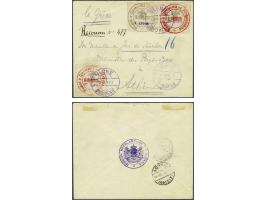 I.C.C. Dutch Mission. Eagle 20 para black and red (2x) and 1 grosh black on registered cover from Vlone 19-11-1913 to the Dut