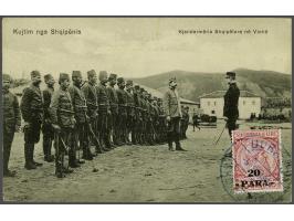 I.C.C. Dutch Mission. Skanderbeg 20 para on 10 qint on picture-postcard showing a Dutch officer adressing Albanian soldiers f