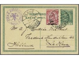 I.C.C. Dutch Mission. Skanderbeg 20 para on 10 qint red on 5 qint Skanderbeg postal stationery from Vlone 7-6-1914 to The Hag