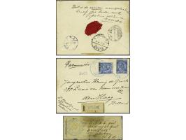 I.C.C. Dutch Mission. Skanderbeg 25 qint blue (upper left perf. missing) and 1 grosh on 25 qint on registered cover from Tepe
