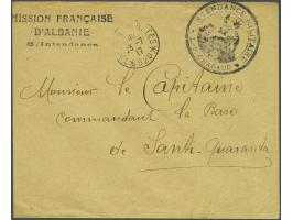 French Occupation 1916-1920. Cachets Mission Française d'Albanie S/Intendance and Intendance Militaire L.-P. Chabaud on envel