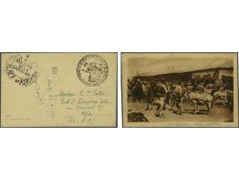 French Occupation 1916-1920. Picture postcard Mercato dei quadrupedi  with military cachets A.F.O. Major de la garnison. Plac