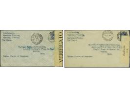 Italian Postoffices. 2 censored covers from a member of the American Mission at Korce both franked with Victor Emanuel 25 cen