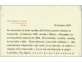 Italian Postoffices. Victor Emanuel 25 centesimi blue on cover 10-2-1920 from the Italian Consular Service at Korce with the 