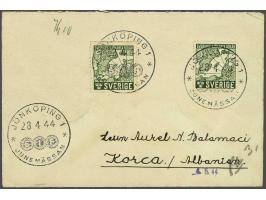 German Occupation 1943-1944. Censored cover from Jönkoping (Sweden) 28-4-1944 to Korce, very fine. Incoming foreign mail to A